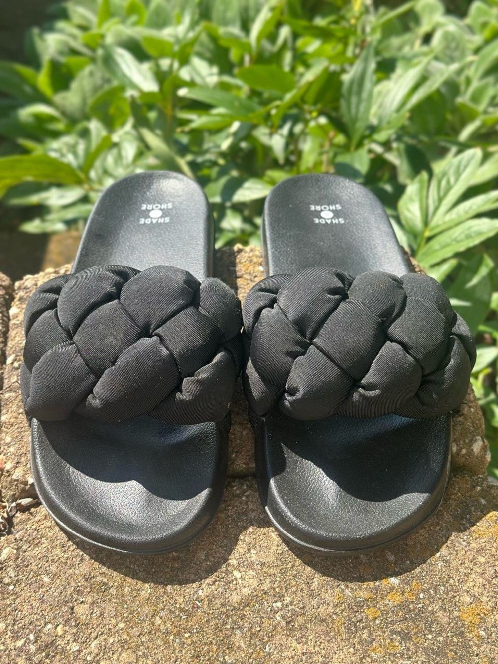 Shade & Shore Black Braided Slide Sandals